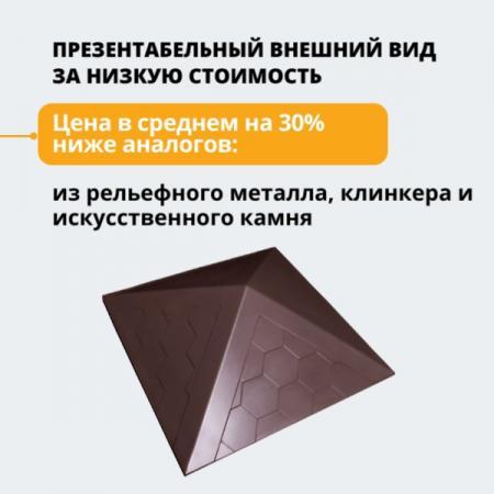 Колпак ППК на столб заборный 1,5х1,5 кирпича "Гибкая черепица" 390х390х45